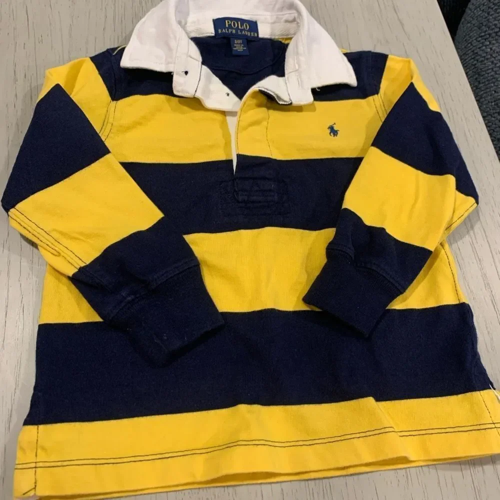 Polo by Ralph Lauren Kids Navy and Yellow Striped Polo/ Nautica Pants